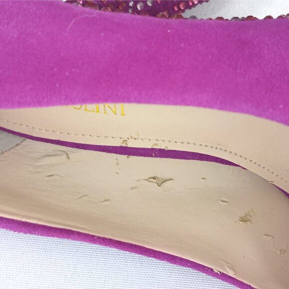 Enzo Angiolini Dark Pink Fuchsia Platform High Stiletto Heels with Rhinestones - Picture 7 of 8
